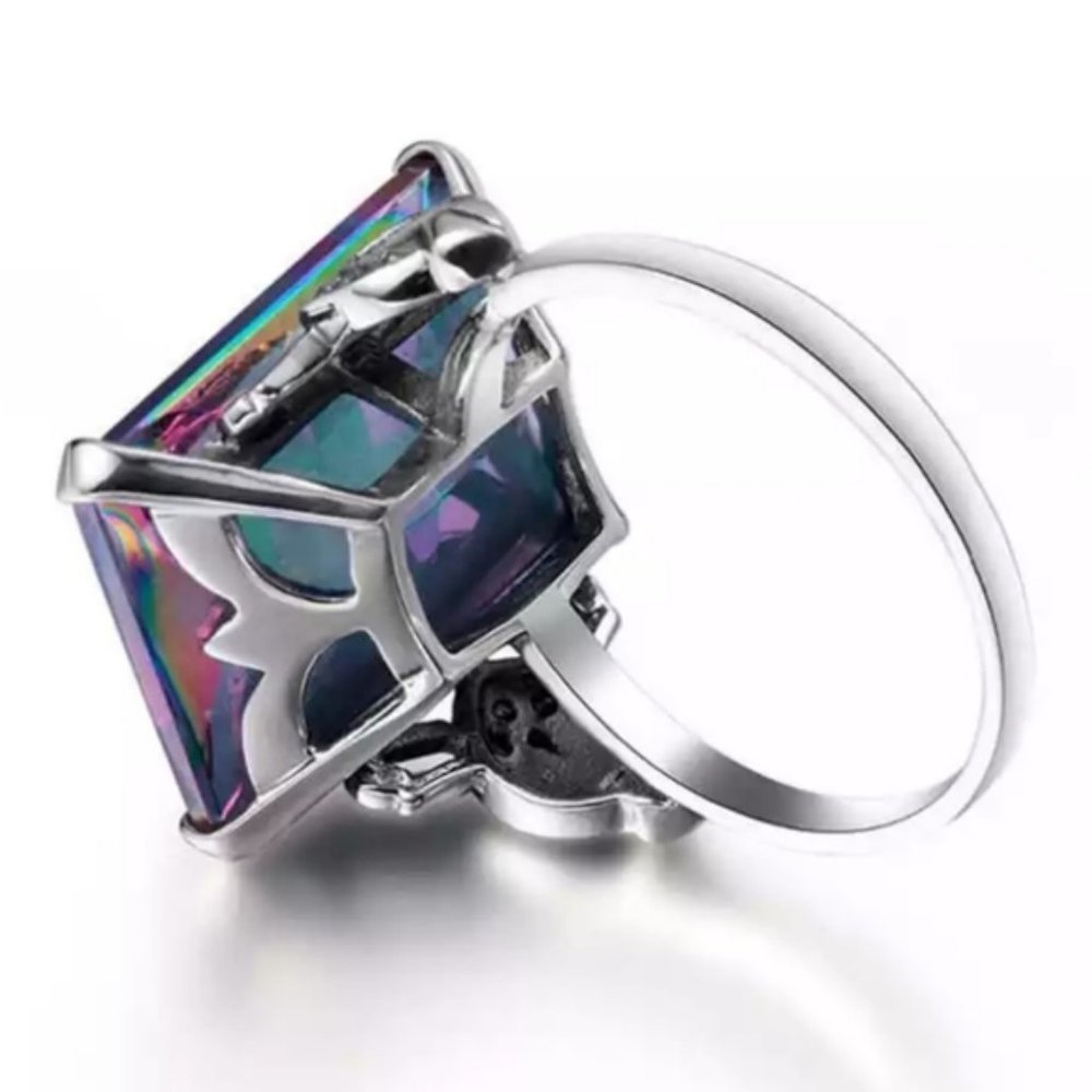*Huge Magical Mystic Topaz Sterling Silver Ring - Picture 2 of 4